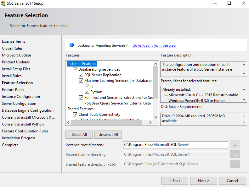 SQL Server install location